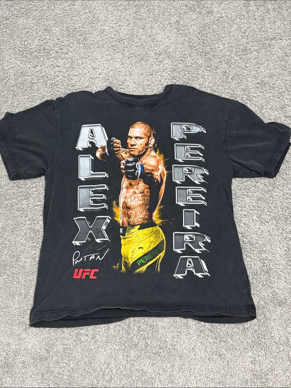 UFC Alex Pereira Graphic Tee - Black with Yellow Accents